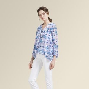 NWT Donna Karan 3/4 Sleeve Tie-Dye Tiered Blouse